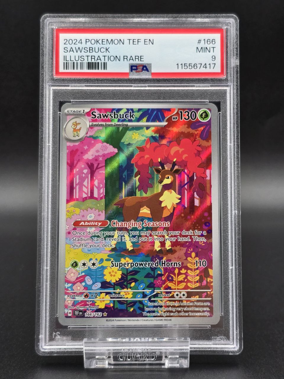 Sawsbuck #166 Temporal Forces TEF PSA 9 / 🇬🇧